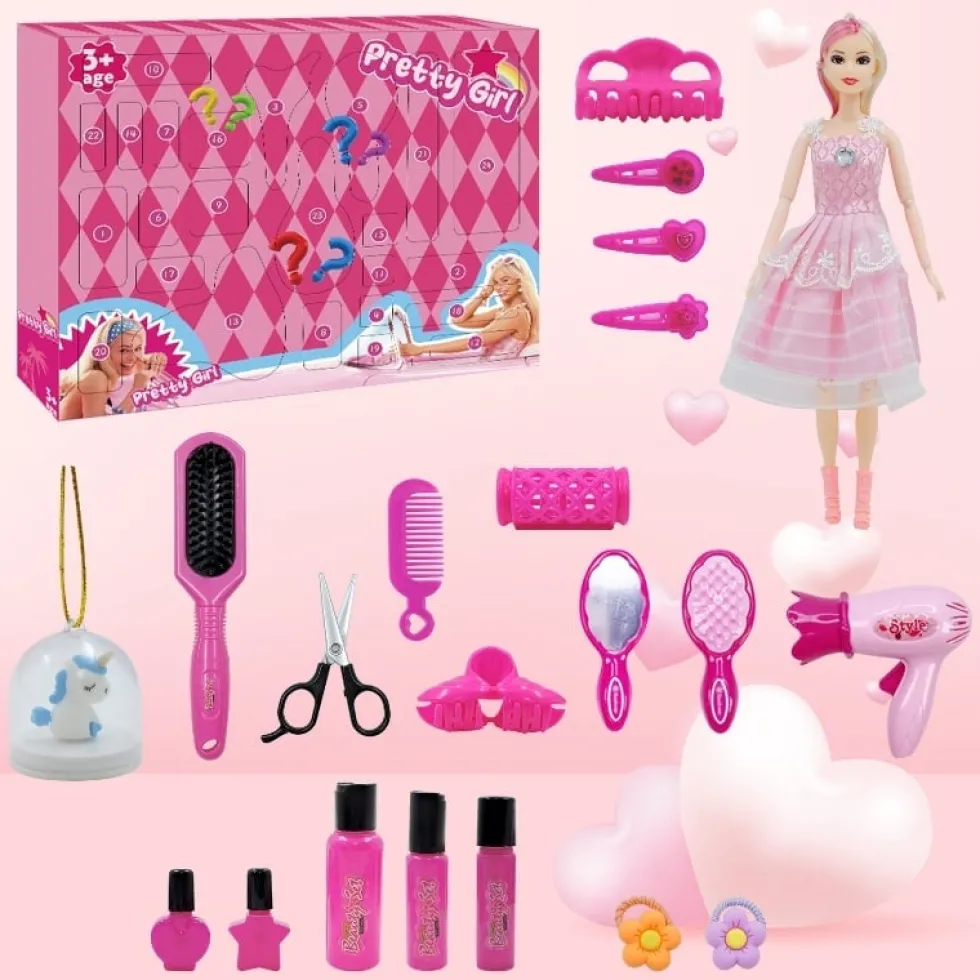 Adventskalender Barbie-inspirerad – Julkalender 2025, 24 luckor