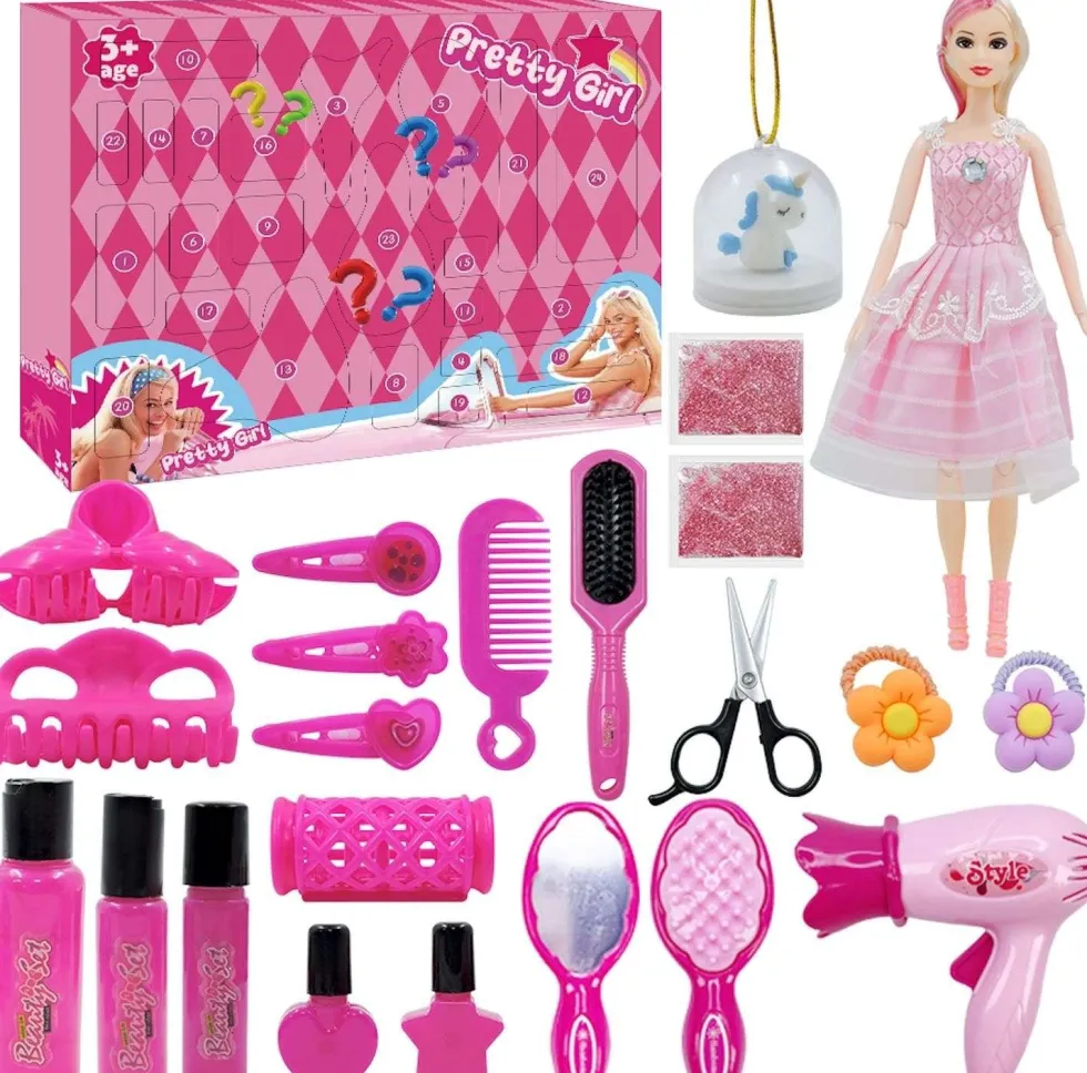Adventskalender Barbie-inspirerad – Julkalender 2025, 24 luckor