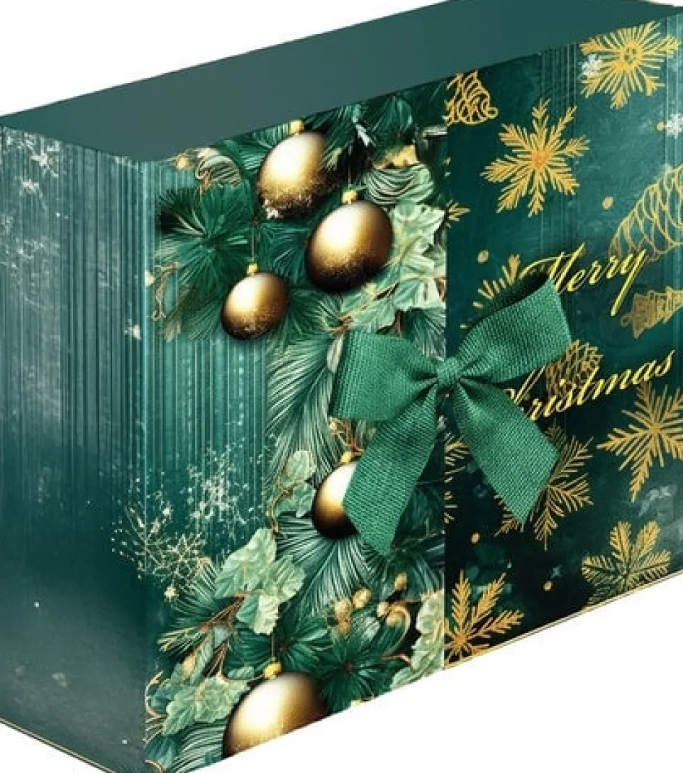 Adventskalender för män 24 gåvor, grön/guld 33x29x9 cm