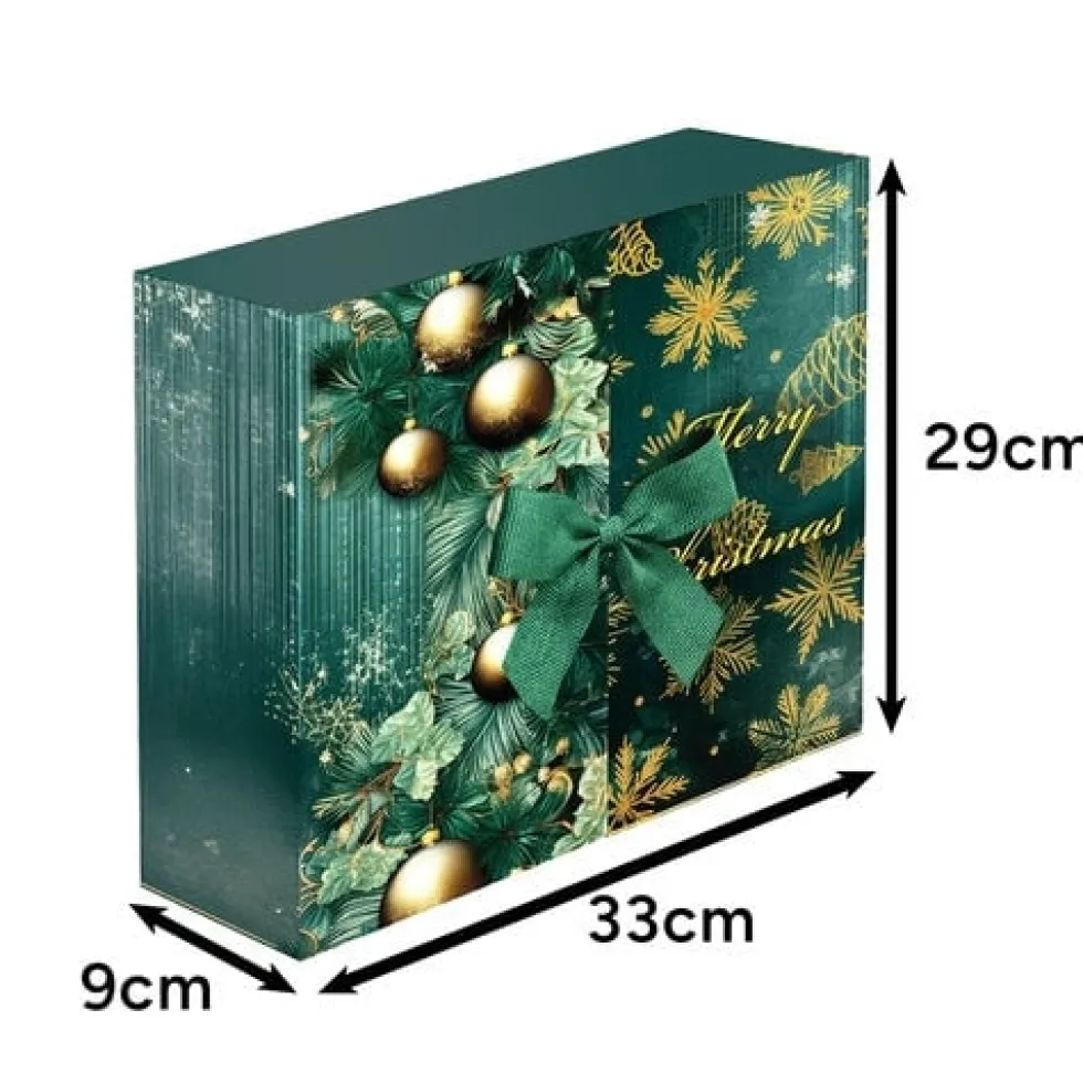 Adventskalender för män 24 gåvor, grön/guld 33x29x9 cm