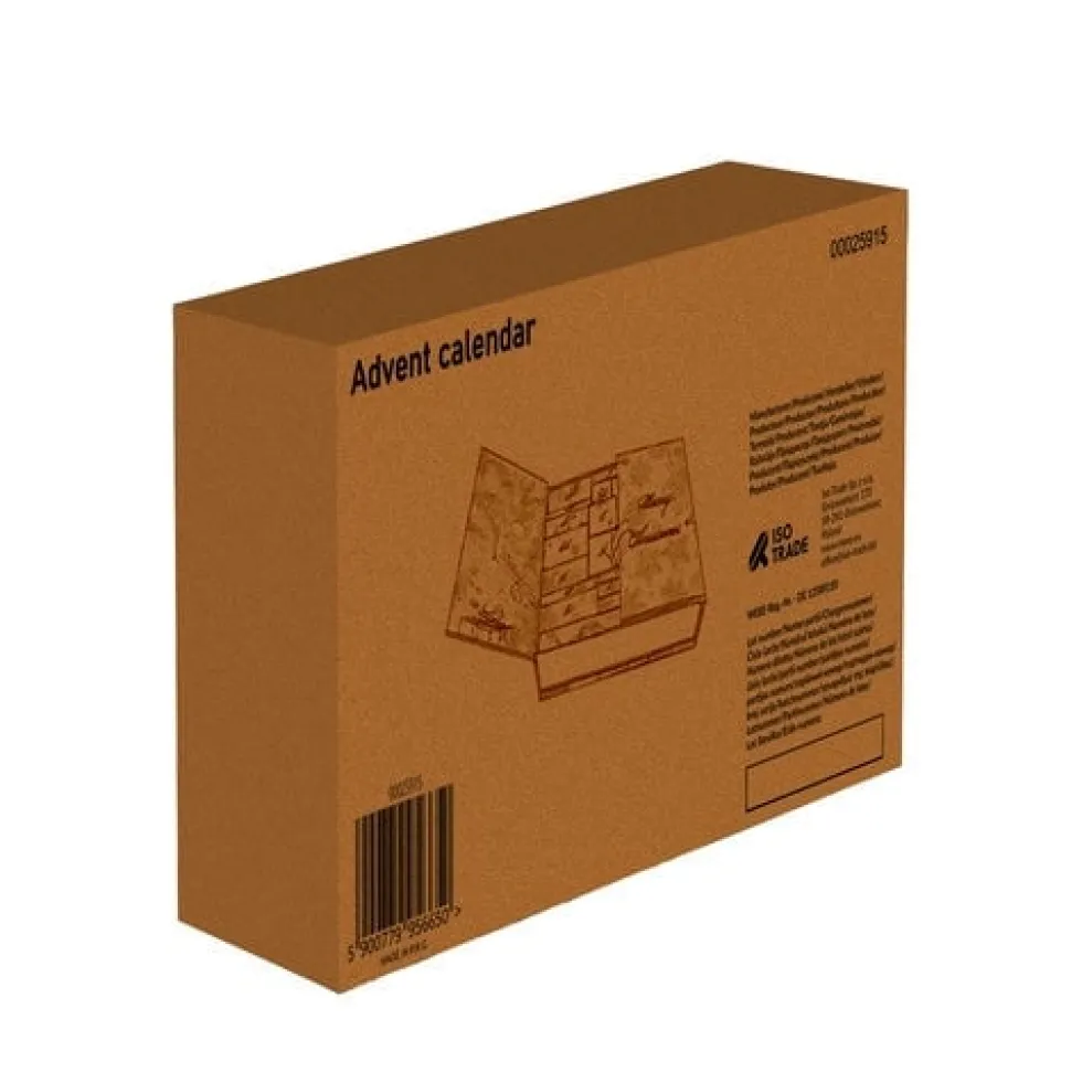 Adventskalender för män 24 gåvor, grön/guld 33x29x9 cm