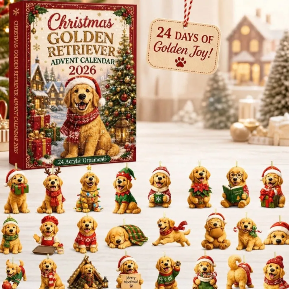 Adventskalender 2026 – Julkalender Golden Retriever Hundprydnader