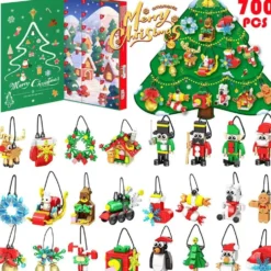 Adventskalender 2026 – Julkalender med byggklossar och julgranskulor