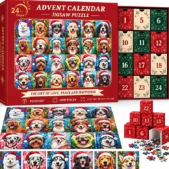 Adventskalender - Pussel 1008 Bitar - Julkalender 2026 - Hund Motiv