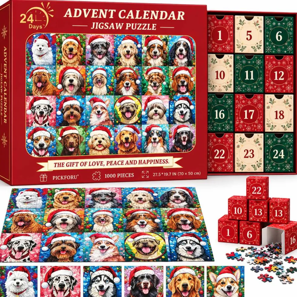 Adventskalender - Pussel 1008 Bitar - Julkalender 2026 - Hund Motiv