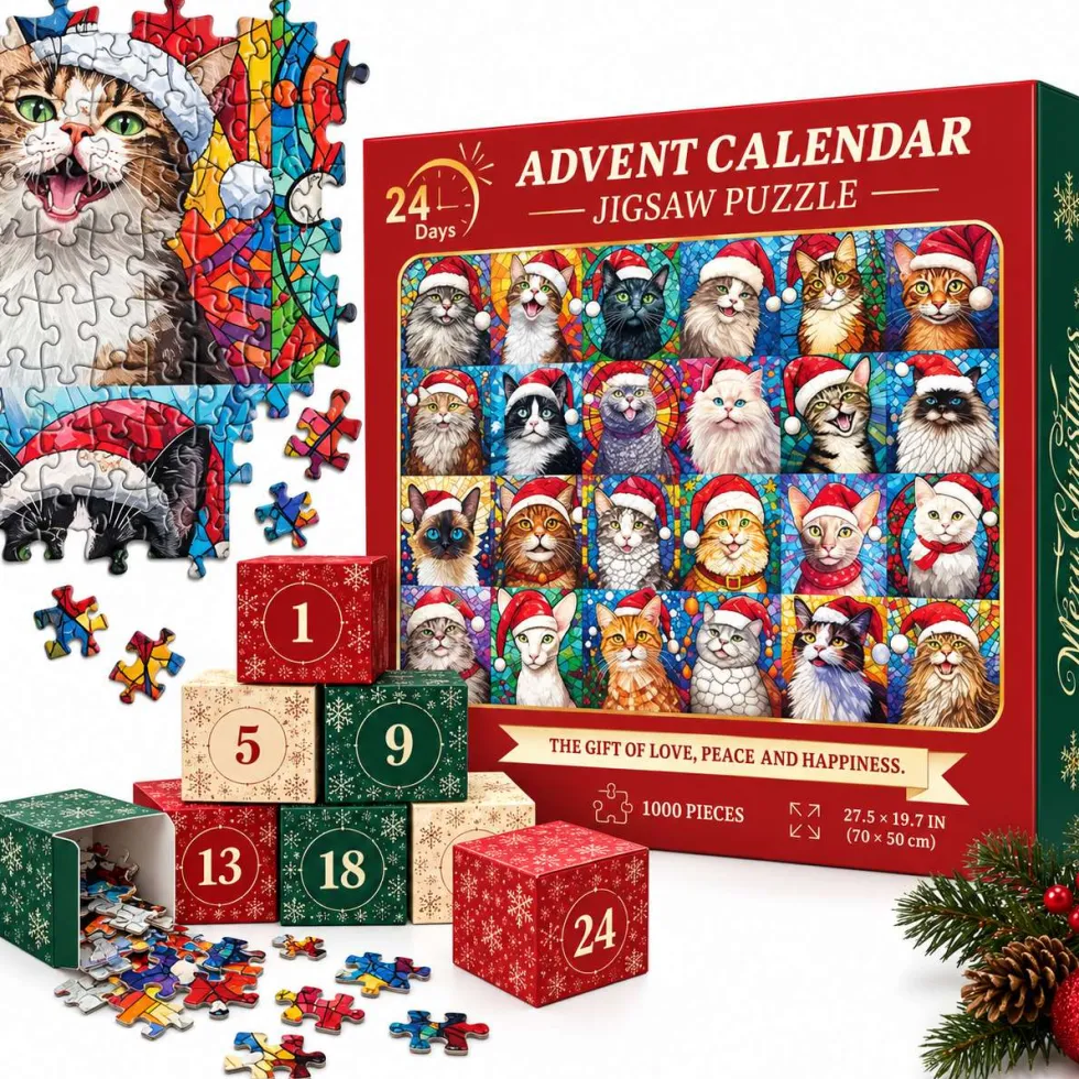 Adventskalender - Pussel 1008 Bitar - Julkalender 2026 - Katt Motiv