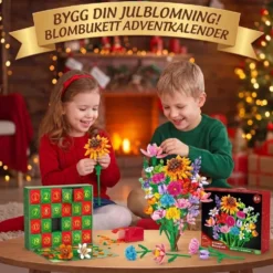 Adventskalender 2026 – 24st Byggklossbukett med Vilda Blommor byggklossar, Julnedräkning för Barn, Tonåringar & Vuxna