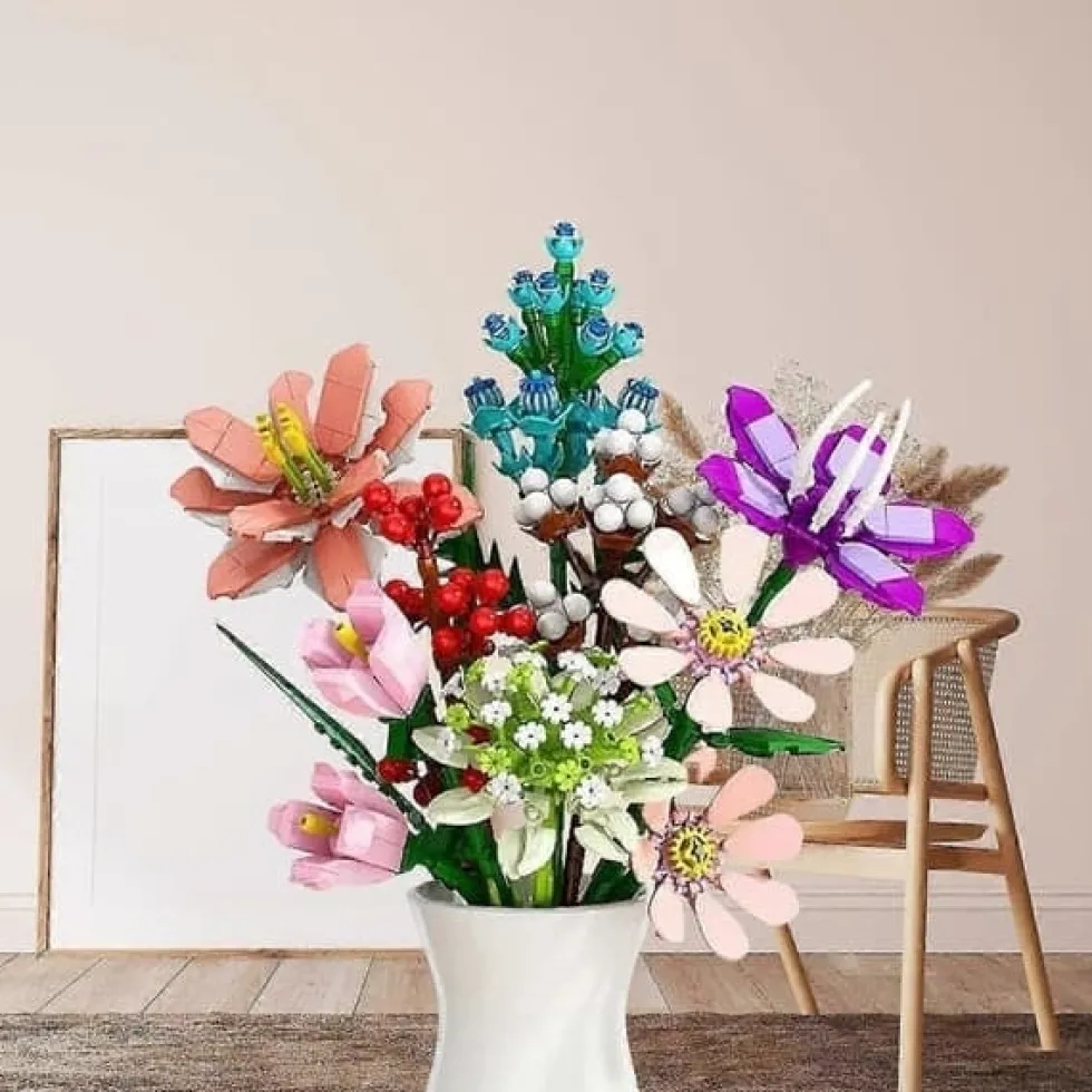 Adventskalender 2026 – 24st Byggklossbukett med Vilda Blommor byggklossar, Julnedräkning för Barn, Tonåringar & Vuxna