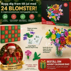 Adventskalender 2026 – 24st Byggklossbukett med Vilda Blommor byggklossar, Julnedräkning för Barn, Tonåringar & Vuxna