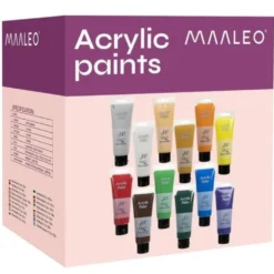 Akrylfärg set 12x100 ml tuber, giftfri och luktfri