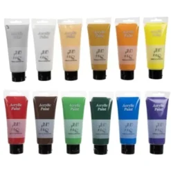 Akrylfärg set 12x100 ml tuber, giftfri och luktfri
