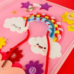 Aktivitetsbräda i filt ryggsäck med lås & snören prinsessmotiv rosa