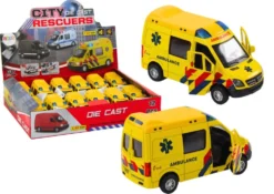 Ambulans leksaksbil 1:32 metall med ljus/ljud, friktionsdrift 3+