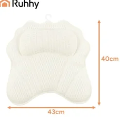 Badkudde ergonomisk 43x40 cm med 6 sugkoppar, 3D-mesh