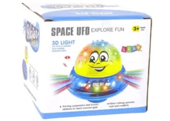 Badleksak UFO-boll med vattenfontän, musik & LED-ljus rosa 13 cm
