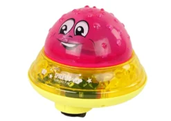 Badleksak UFO-boll med vattenfontän, musik & LED-ljus rosa 13 cm