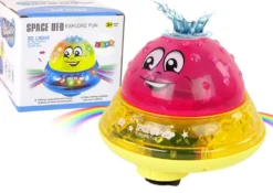 Badleksak UFO-boll med vattenfontän, musik & LED-ljus rosa 13 cm
