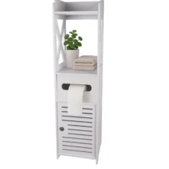 Badrumsskåp vitt 80x20x21 cm låsbart med toalettpappershållare