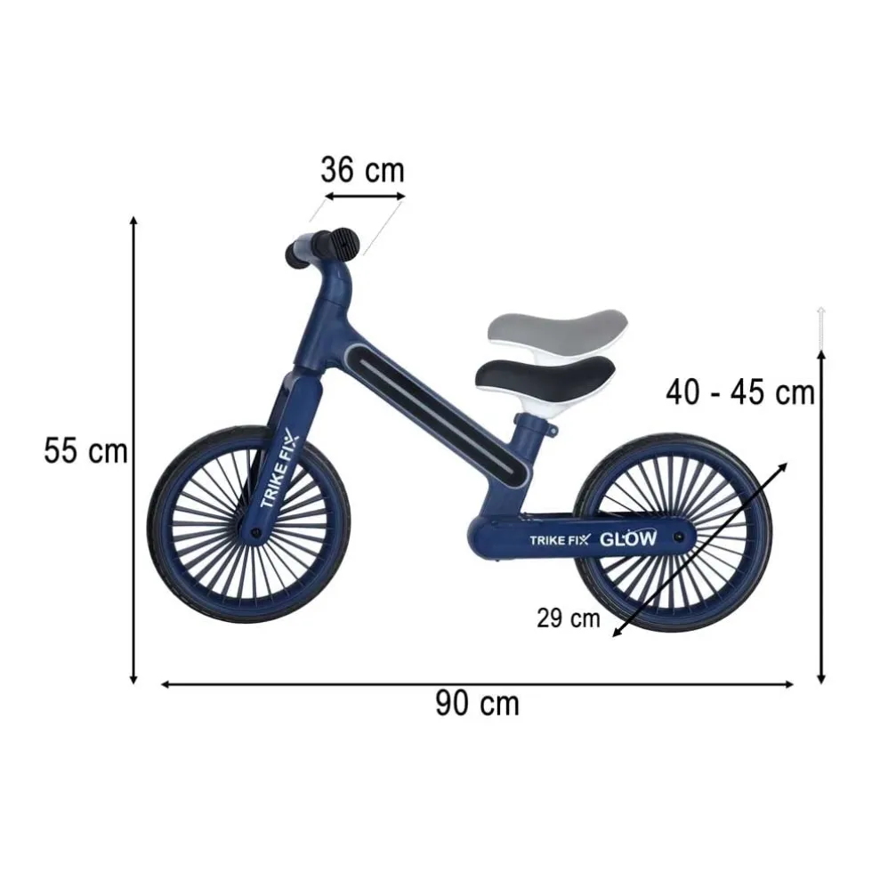 Balanscykel 12" med LED-ljus 20 lägen, marinblå, 2+ år