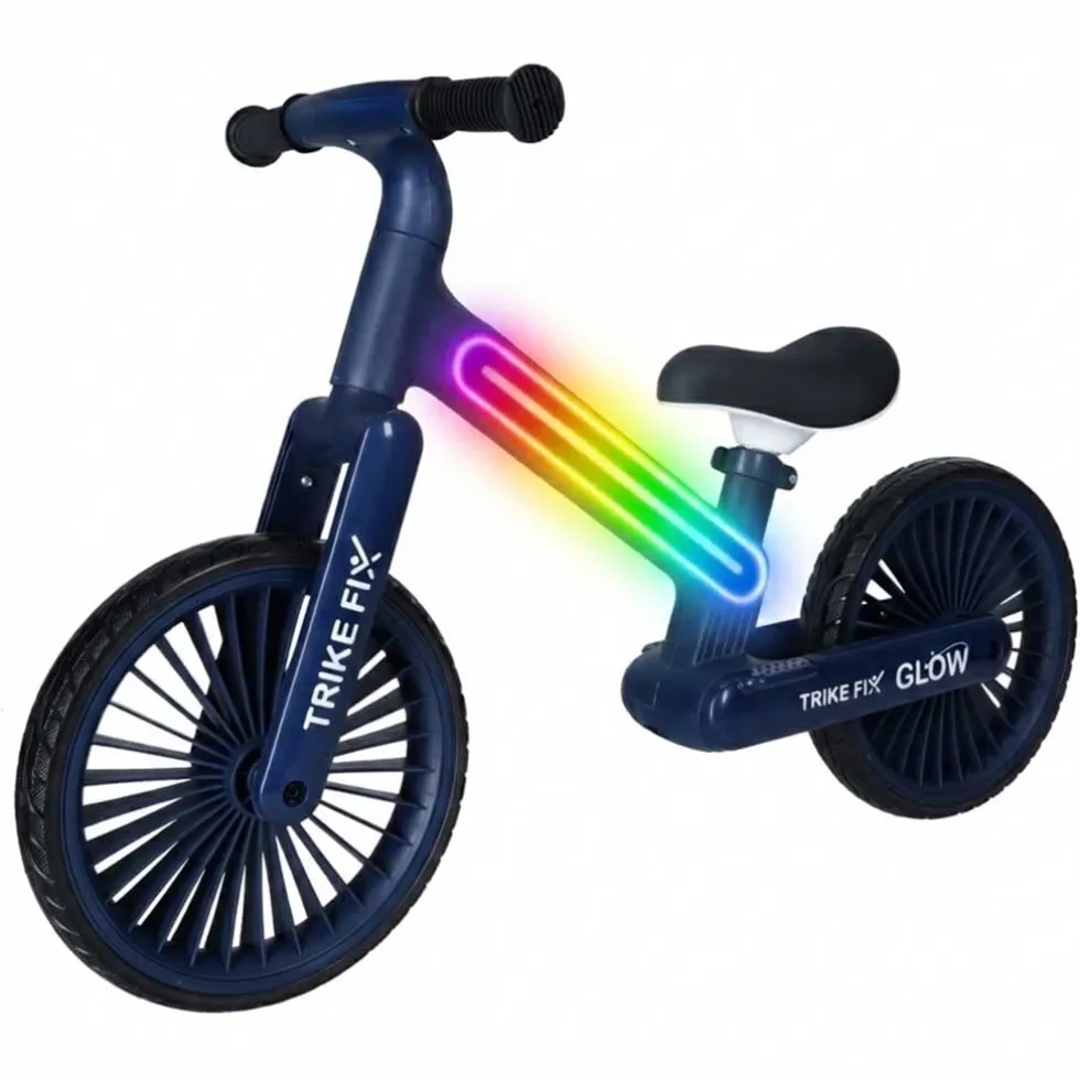 Balanscykel 12" med LED-ljus 20 lägen, marinblå, 2+ år