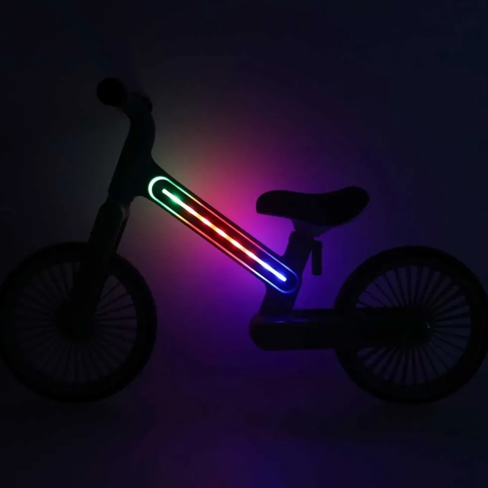 Balanscykel 12" med LED-ljus 20 lägen, marinblå, 2+ år