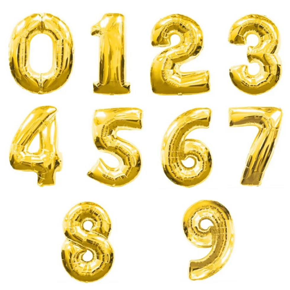 Ballonger siffror 0-9 - Silver & Guld
