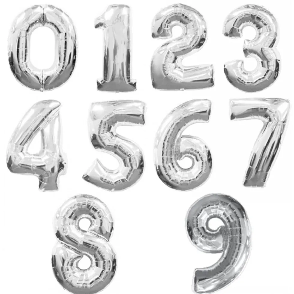 Ballonger siffror 0-9 - Silver & Guld