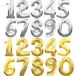 Ballonger siffror 0-9 - Silver & Guld