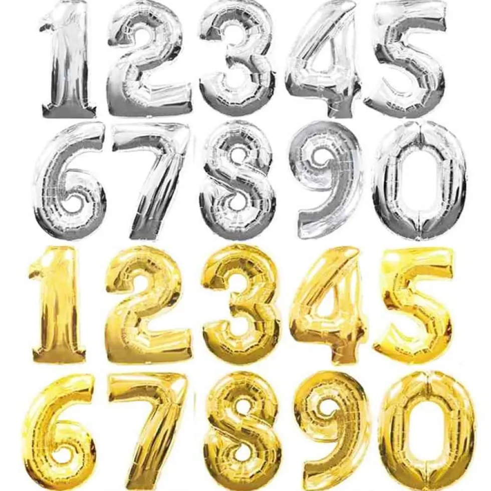 Ballonger siffror 0-9 - Silver & Guld