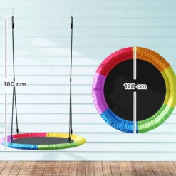 Barngunga Ø120 cm Justerbar höjd Rundgunga för barn för trädmontering 300 kg lastkapacitet Flerfärgad
