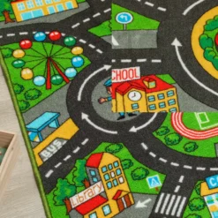 Barnlekmatta City Road 160x100 cm halkfri pedagogisk matta för krypande och billek