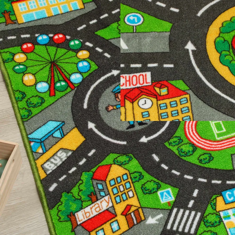 Barnlekmatta City Road 160x100 cm halkfri pedagogisk matta för krypande och billek