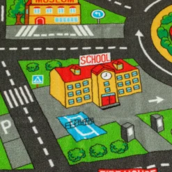 Barnlekmatta City Road 200x150 cm halkfri pedagogisk matta för krypande och billek