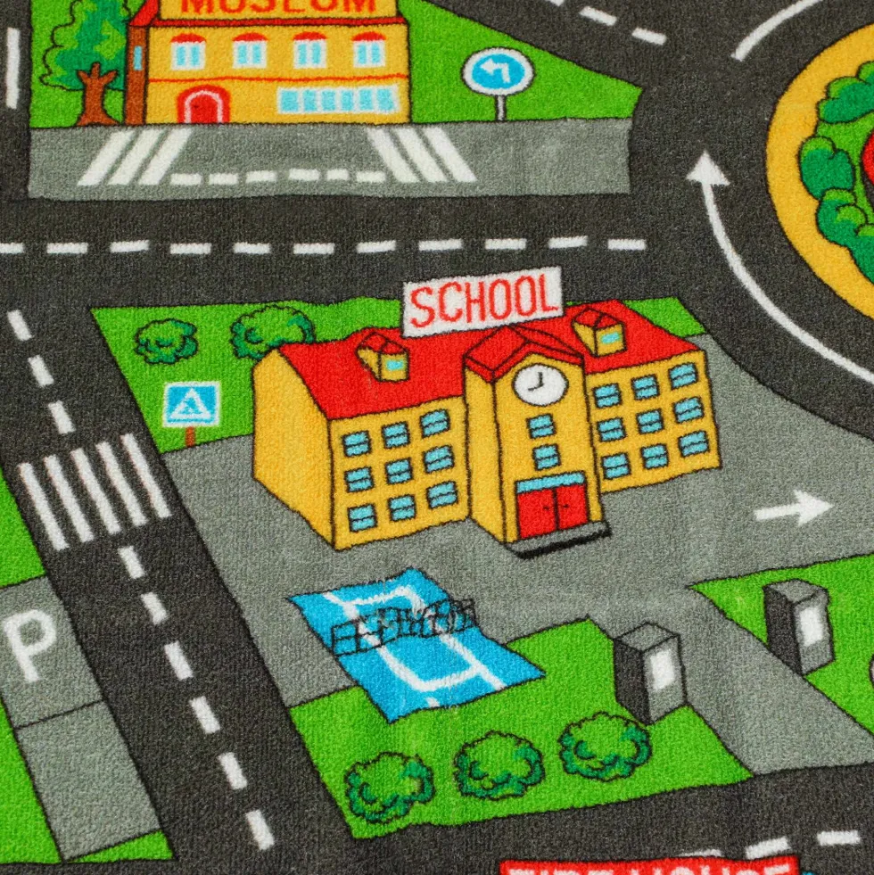 Barnlekmatta City Road 200x150 cm halkfri pedagogisk matta för krypande och billek