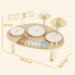 Barntrumset 4-i-1 Montessori musikinstrumentset med trummor, xylofon och slagverk för barn från 2 år