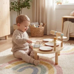 Barntrumset 4-i-1 Montessori musikinstrumentset med trummor, xylofon och slagverk för barn från 2 år