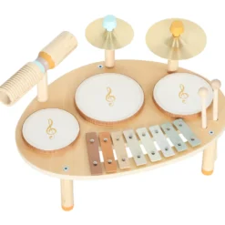 Barntrumset 4-i-1 Montessori musikinstrumentset med trummor, xylofon och slagverk för barn från 2 år