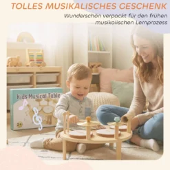 Barntrumset 4-i-1 Montessori musikinstrumentset med trummor, xylofon och slagverk för barn från 2 år
