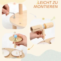 Barntrumset 4-i-1 Montessori musikinstrumentset med trummor, xylofon och slagverk för barn från 2 år