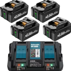 Batteri kompatibelt med Makita 18V 8000mAh + laddare – 4-pack -Ersättning för BL1860B BL1850B BL1840B BL1830B BL1815B