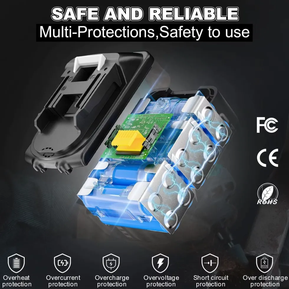 Batteri kompatibelt med Makita 18V 8000mAh + laddare – 4-pack -Ersättning för BL1860B BL1850B BL1840B BL1830B BL1815B