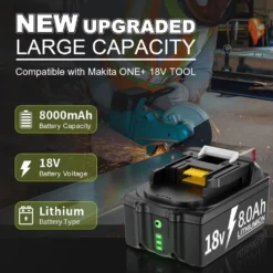 Batteri kompatibelt med Makita 18V 8000mAh + laddare – 4-pack -Ersättning för BL1860B BL1850B BL1840B BL1830B BL1815B