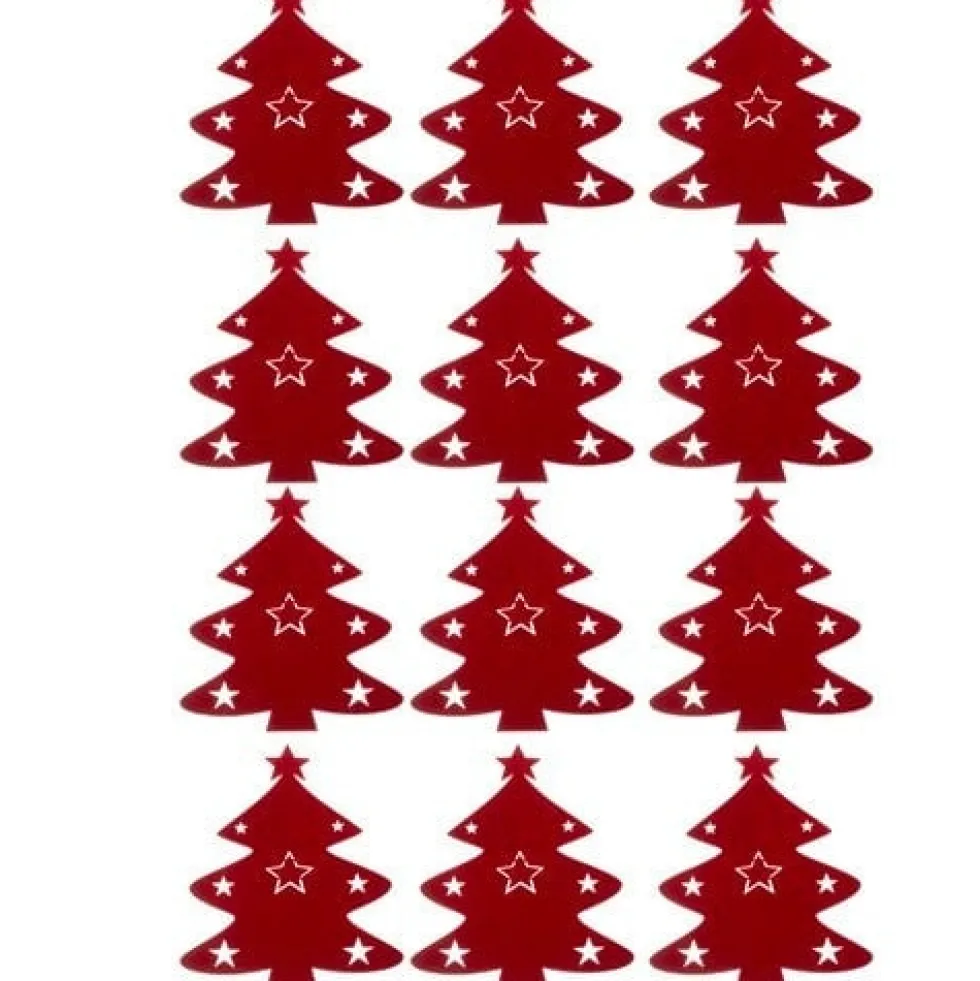 Bestickfodral i filt 12-pack röd julgran 17x20 cm