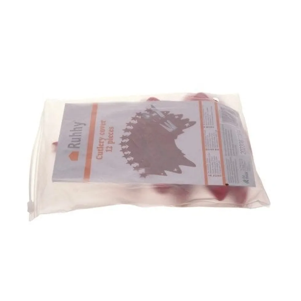 Bestickfodral i filt 12-pack röd julgran 17x20 cm