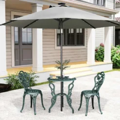 Bistroset, trädgårdsset för 2 personer, balkongmöbler, gjuten aluminium, antikgrön