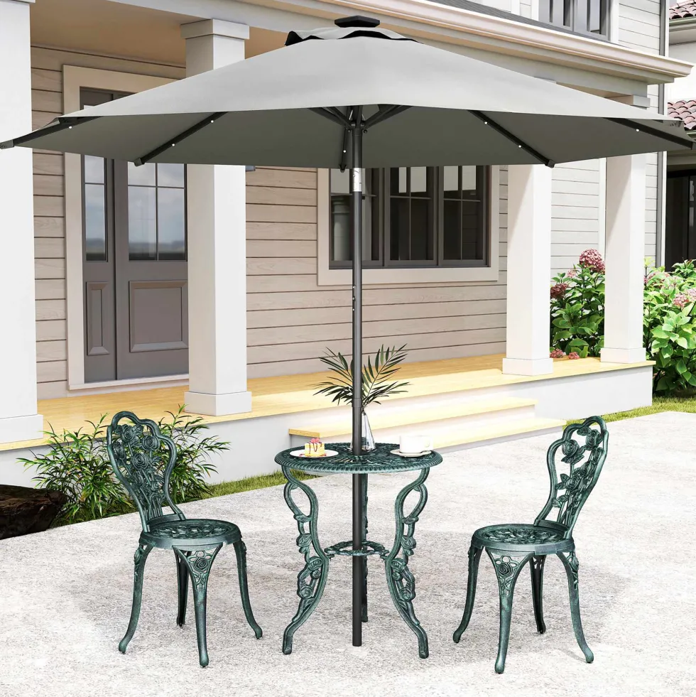 Bistroset, trädgårdsset för 2 personer, balkongmöbler, gjuten aluminium, antikgrön