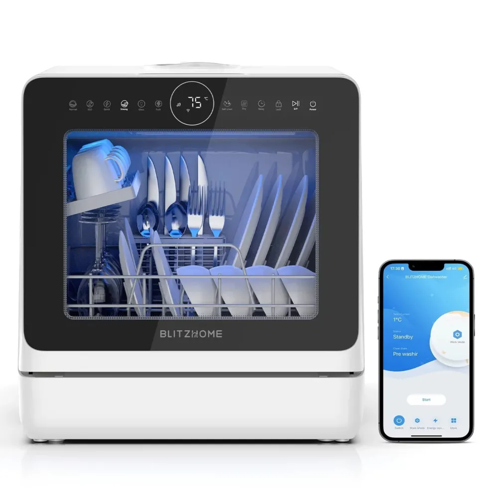 BlitzHome APP Mini BH4CDW vatteninloppsdiskmaskin Bordsdiskmaskin Diskmaskin