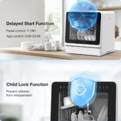 BlitzHome APP Mini BH4CDW vatteninloppsdiskmaskin Bordsdiskmaskin Diskmaskin