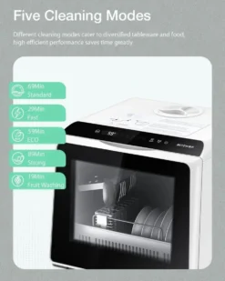 BlitzHome APP Mini Dubbel vatteninloppsdiskmaskin Bordsdiskmaskin Diskmaskin