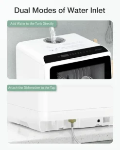 BlitzHome APP Mini Dubbel vatteninloppsdiskmaskin Bordsdiskmaskin Diskmaskin